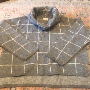 New Fable Gray Windowpane Turtleneck Sweater